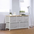 Brown 5 Drawer Fabric Dresser U19829