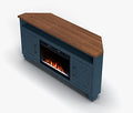64 inches Knotty Alder Solid Wood Corner TV Stand with Fireplace W100