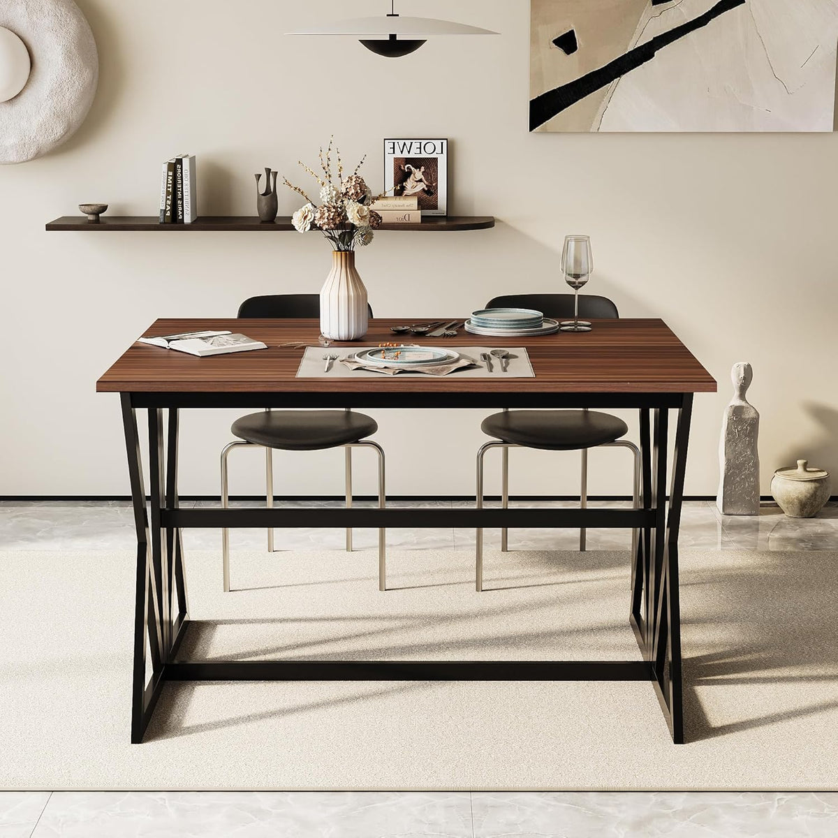 Walnut Brown Wood Drop Leaf Dining Table M73530