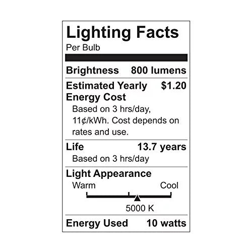 Daylight 10 Watt A19 Dimmable Light Bulbs (2 Pack) W415759