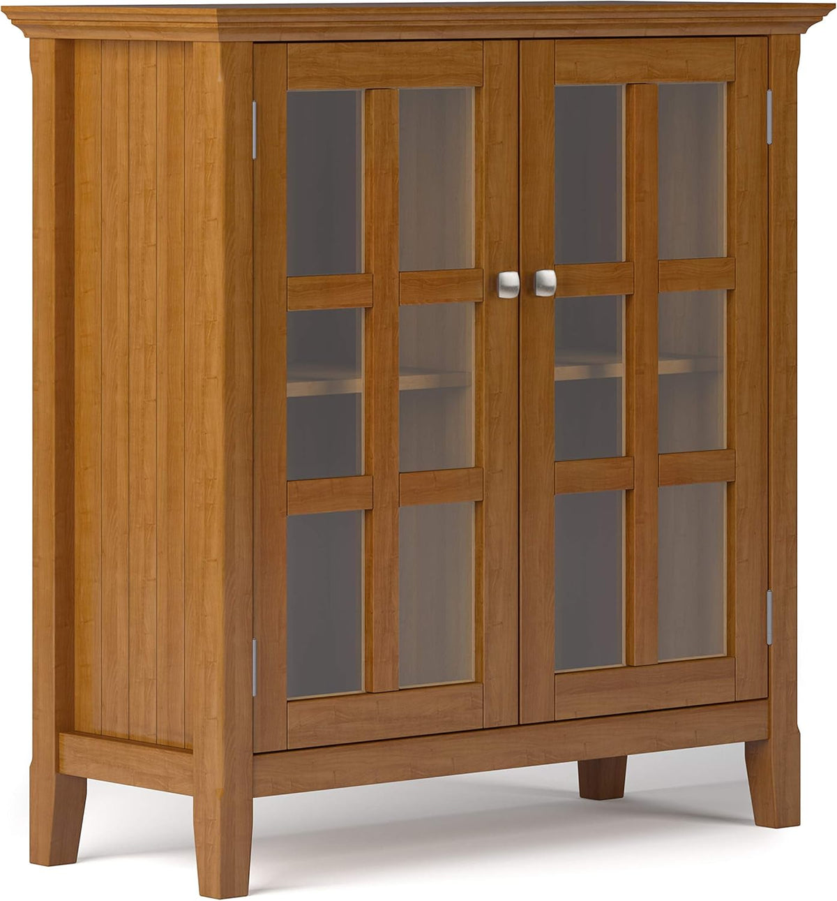 Light Golden Brown 35 inch Wide 2 Door 2 Adjustable Shelves Solid Wood Storage Cabinet D49671