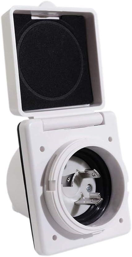 30A 125V Power Inlet Receptacle with 3 Stainless Steel Pins X87660
