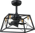 Black and Gold Caged Ceiling Fan with LED Light Kit R942372