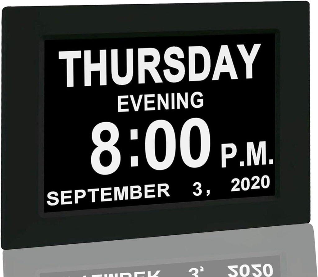 White 8" Large Screen Digital Calendar Alarm Day Clock V999014