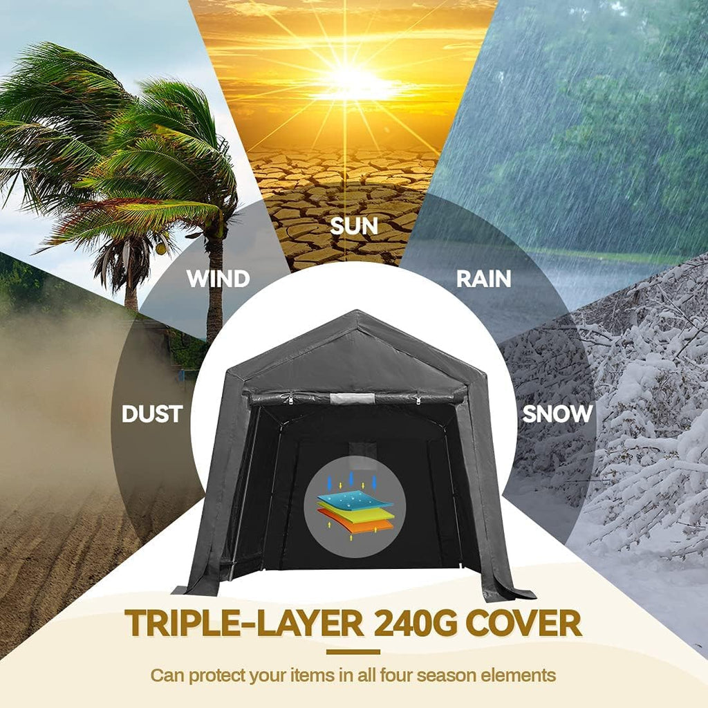 7x12 ft Portable Storage Shelter with 2 Roll up Doors B671310
