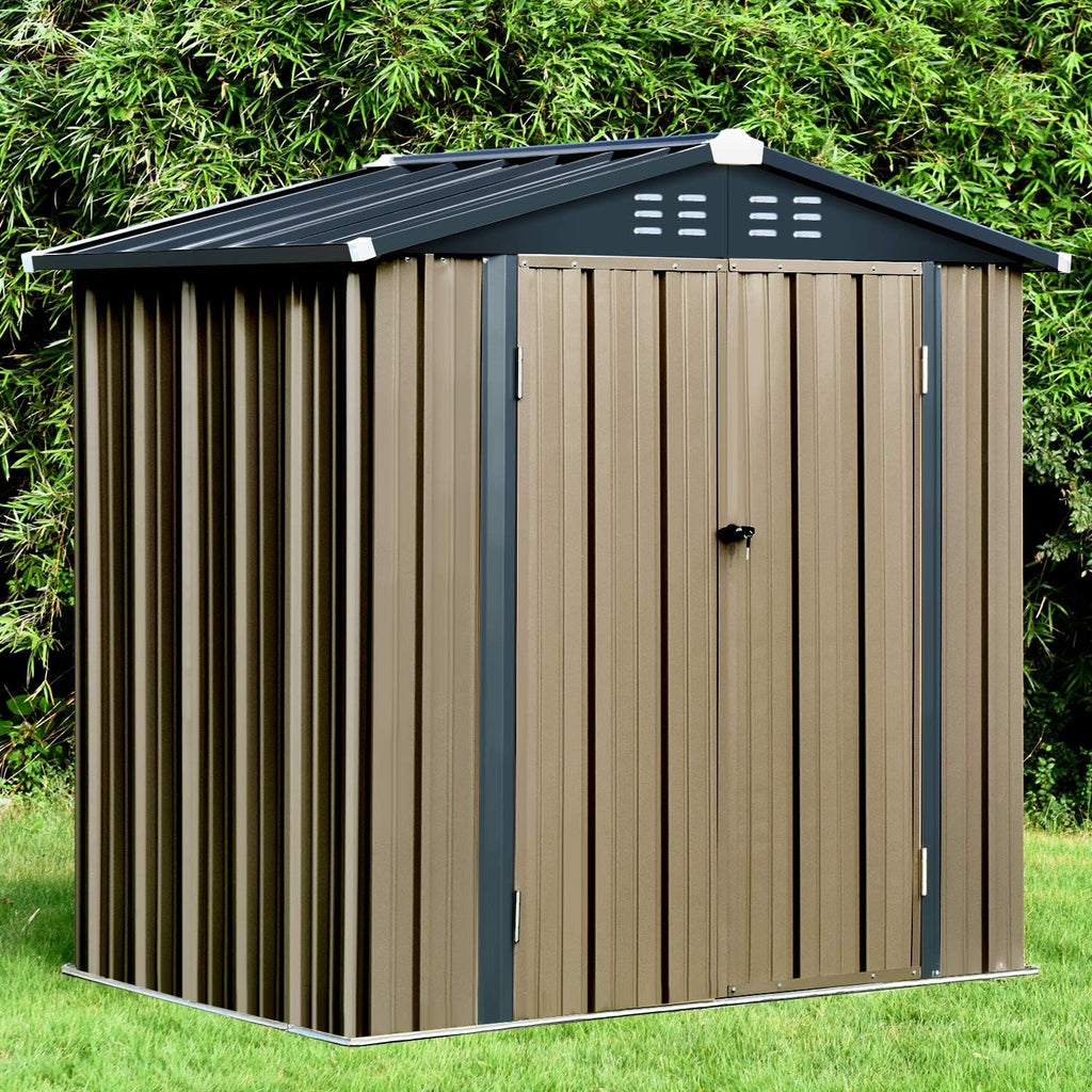 6x4 Galvanized Steel Storage Shed with Lockable Door T291