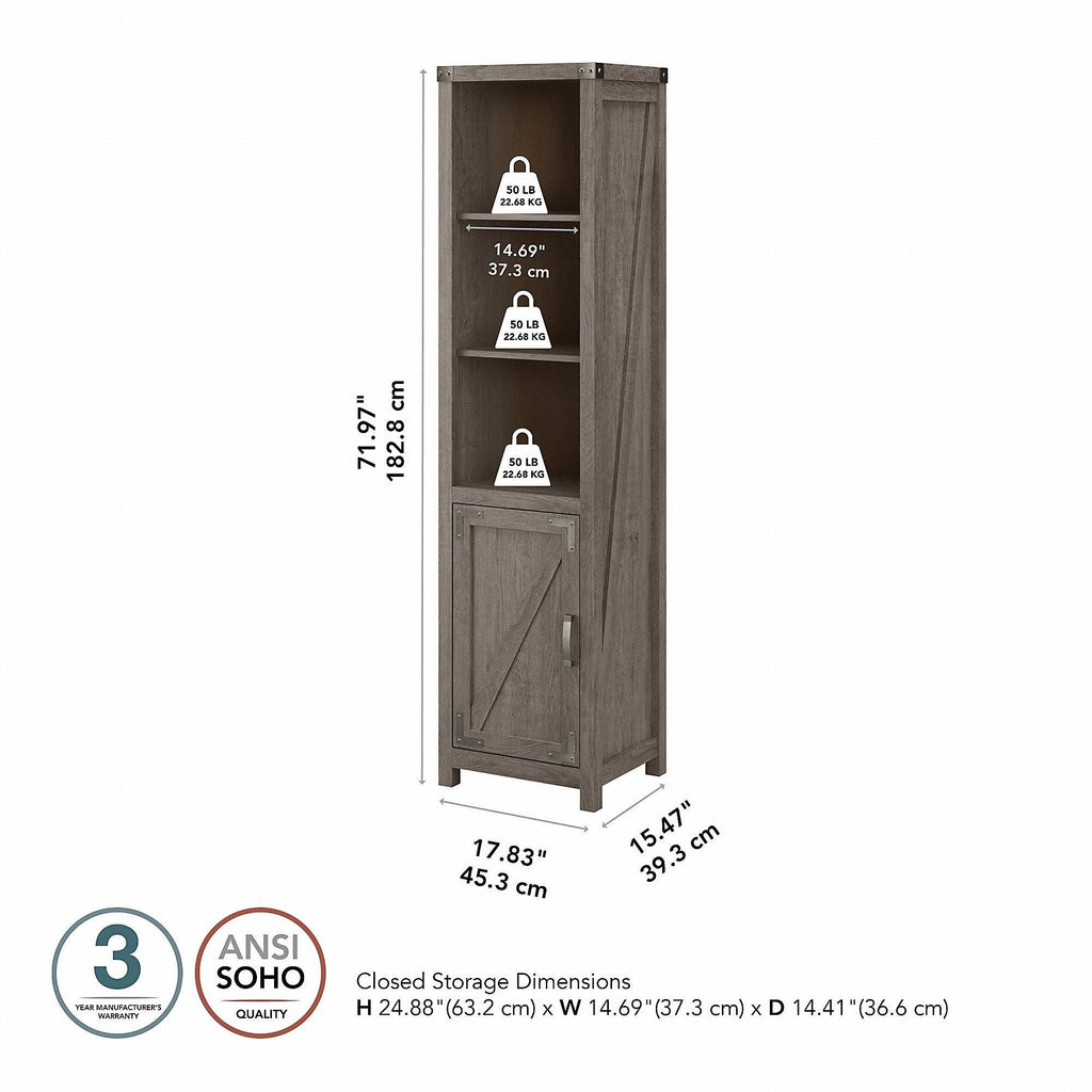 Tall Narrow 5 Shelf Bookcase with Door D59104