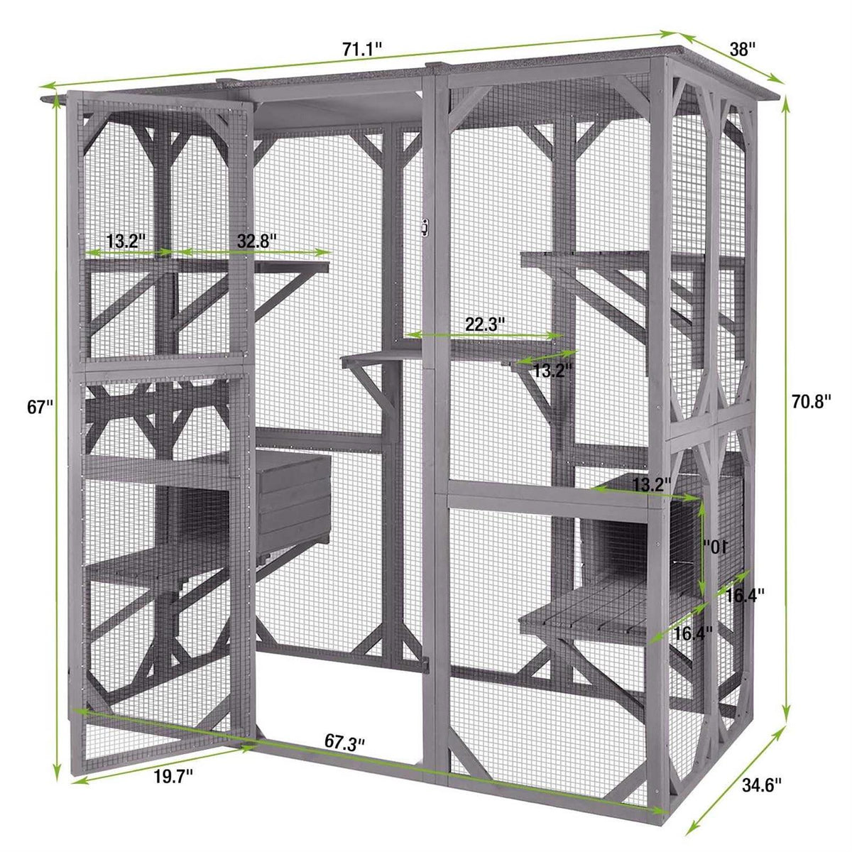 Large Cat House Outdoor Cat Enclosure S286