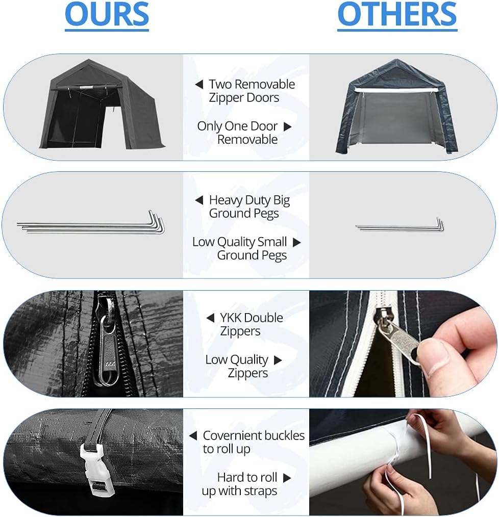 7x12 ft Portable Storage Shelter with 2 Roll up Doors B671310