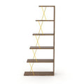 Walnut Yellow Ladder Bookcase S338803
