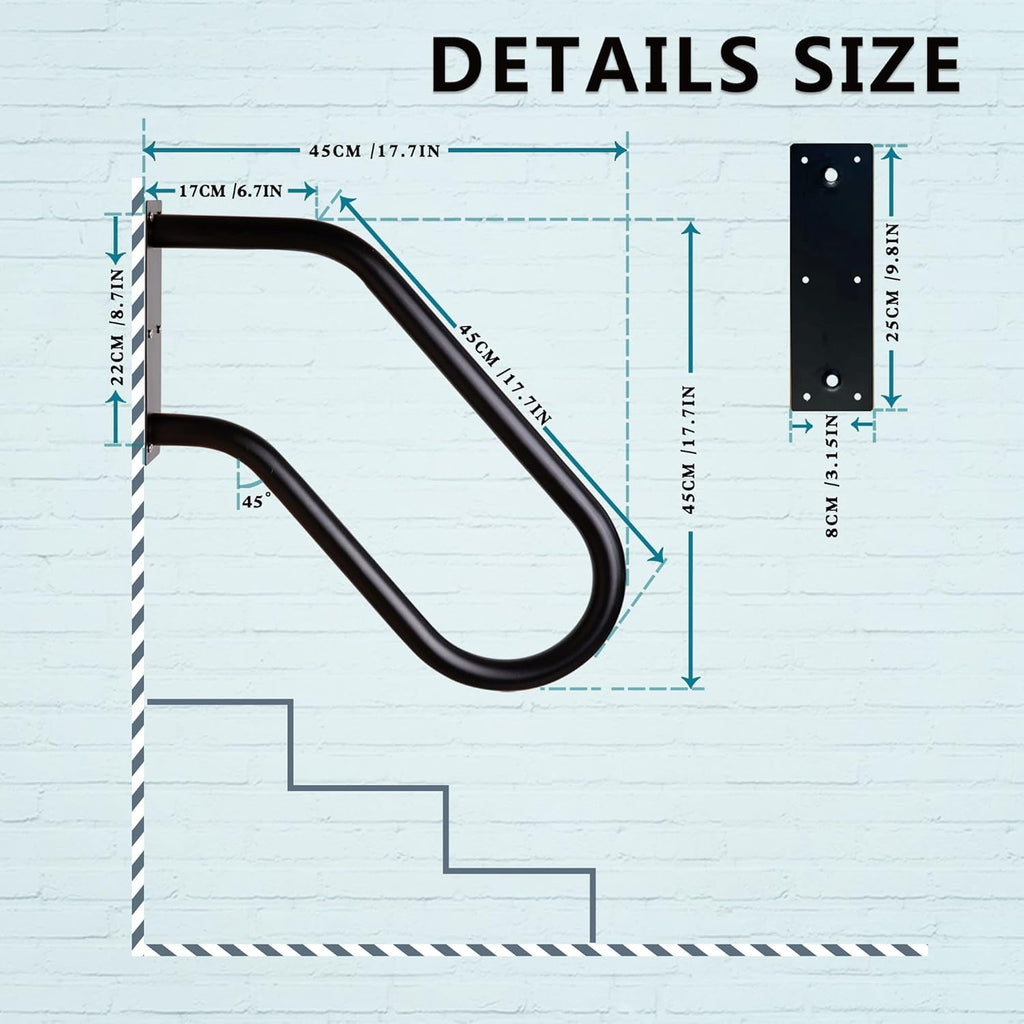 304SS Wall Mounted U Shaped Handrail 1.25" Tube Hand Railing Y70454