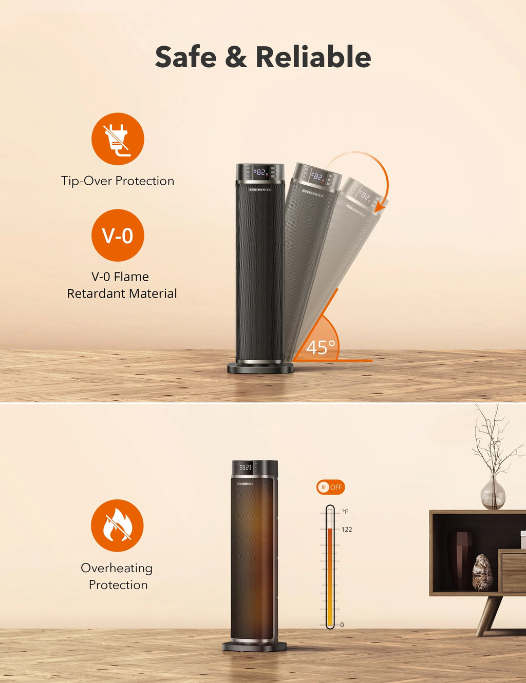 1500W PTC Ceramic Heater with Remote H808