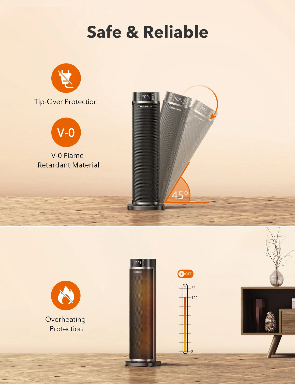 1500W PTC Ceramic Heater with Remote H808