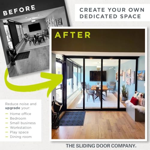 Large 144"x80" 4 Pane Multi Sliding Glass Wall Room Divider with Aluminum Framed Clear Tempered Glass B3612