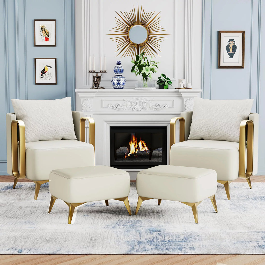 Velvet Accent Chair with Ottoman W4429