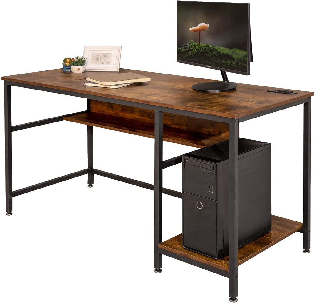 Black 47 Inch Computer Desk with Storage Shelves X523