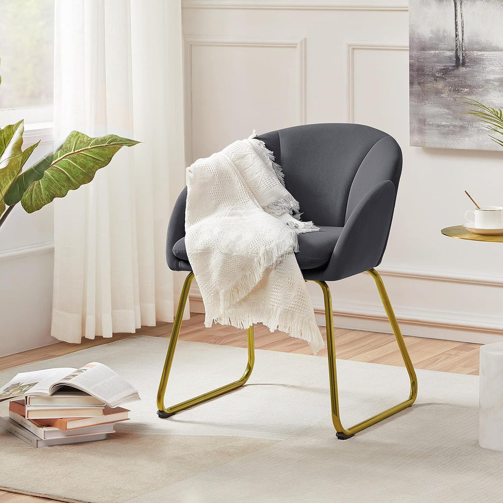 Dark Gray Velvet Barrel Accent Chair, Set Of 2 F21872