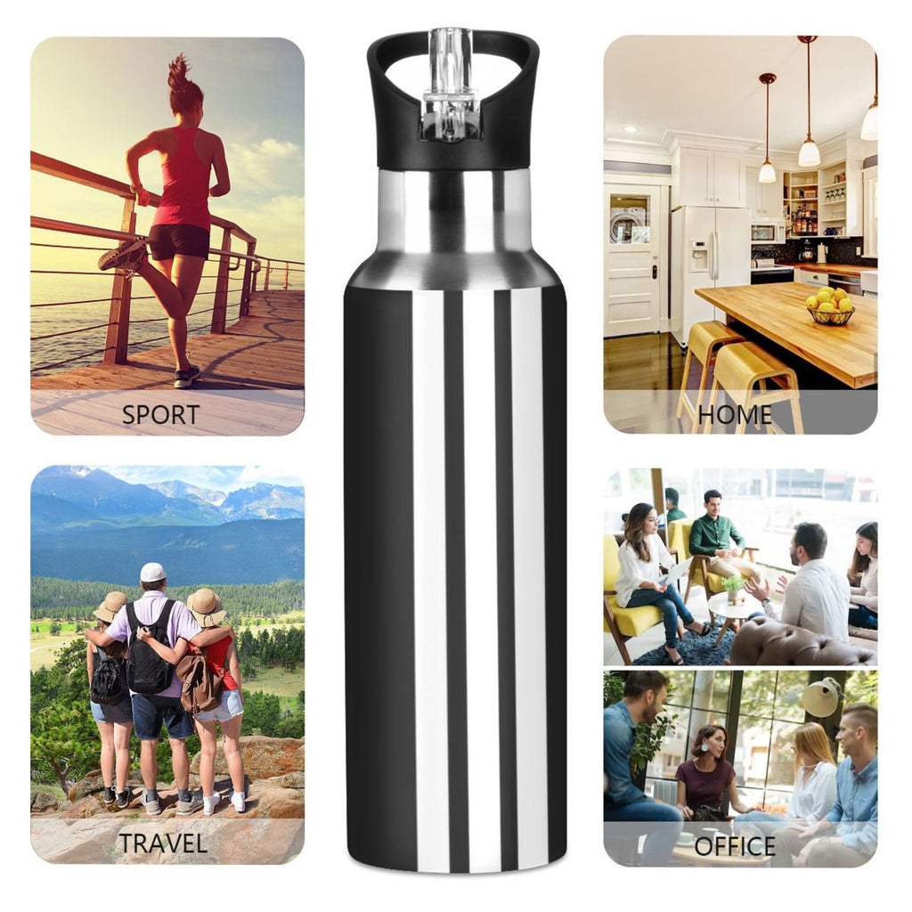 20 OZ Vacuum Insulated Stainless Steel Water Bottle with Straw Lid O121114