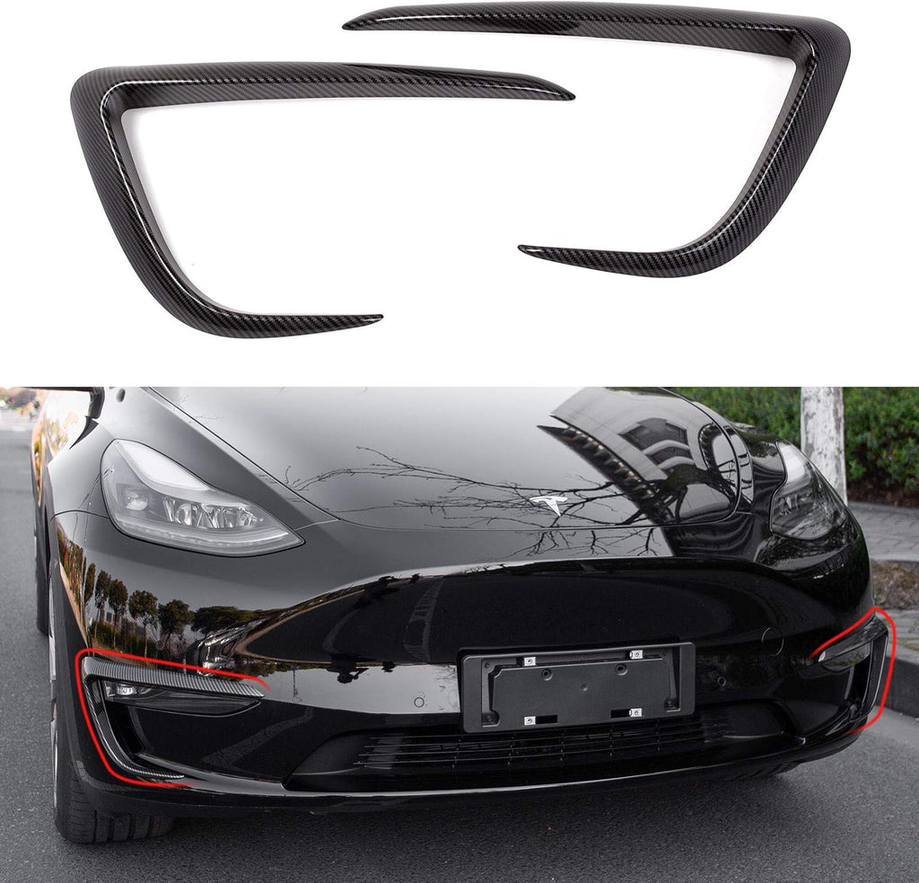 Glossy Carbon Fiber Front Fog Light Cover Trim Frame Pack of 2 N716