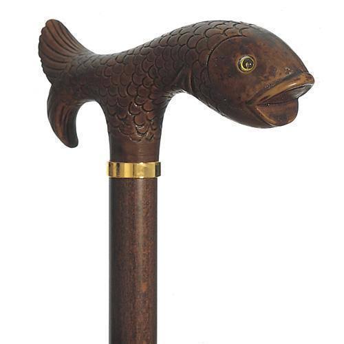 Wooden Fish Handle Walking Stick H7624