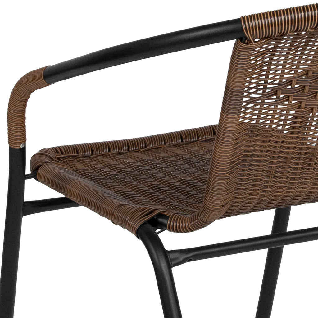 2 Pack Black Rattan Stack Chair I57082