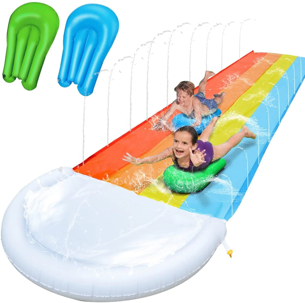 20 Ft Rainbow Water Slide with 2 Water Bodyboards N679377