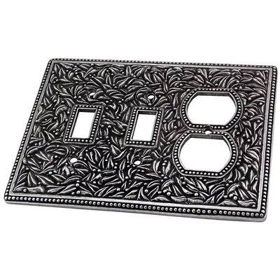 Antique Silver Jumbo 3-Gang Duplex Outlet / Toggle Light Switch Combination Wall Plate W859