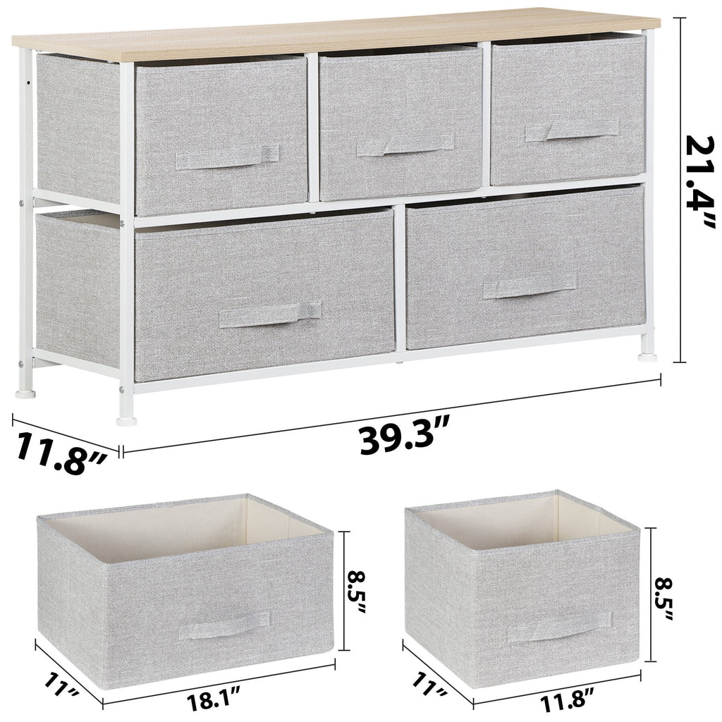 Brown 5 Drawer Fabric Dresser U19829