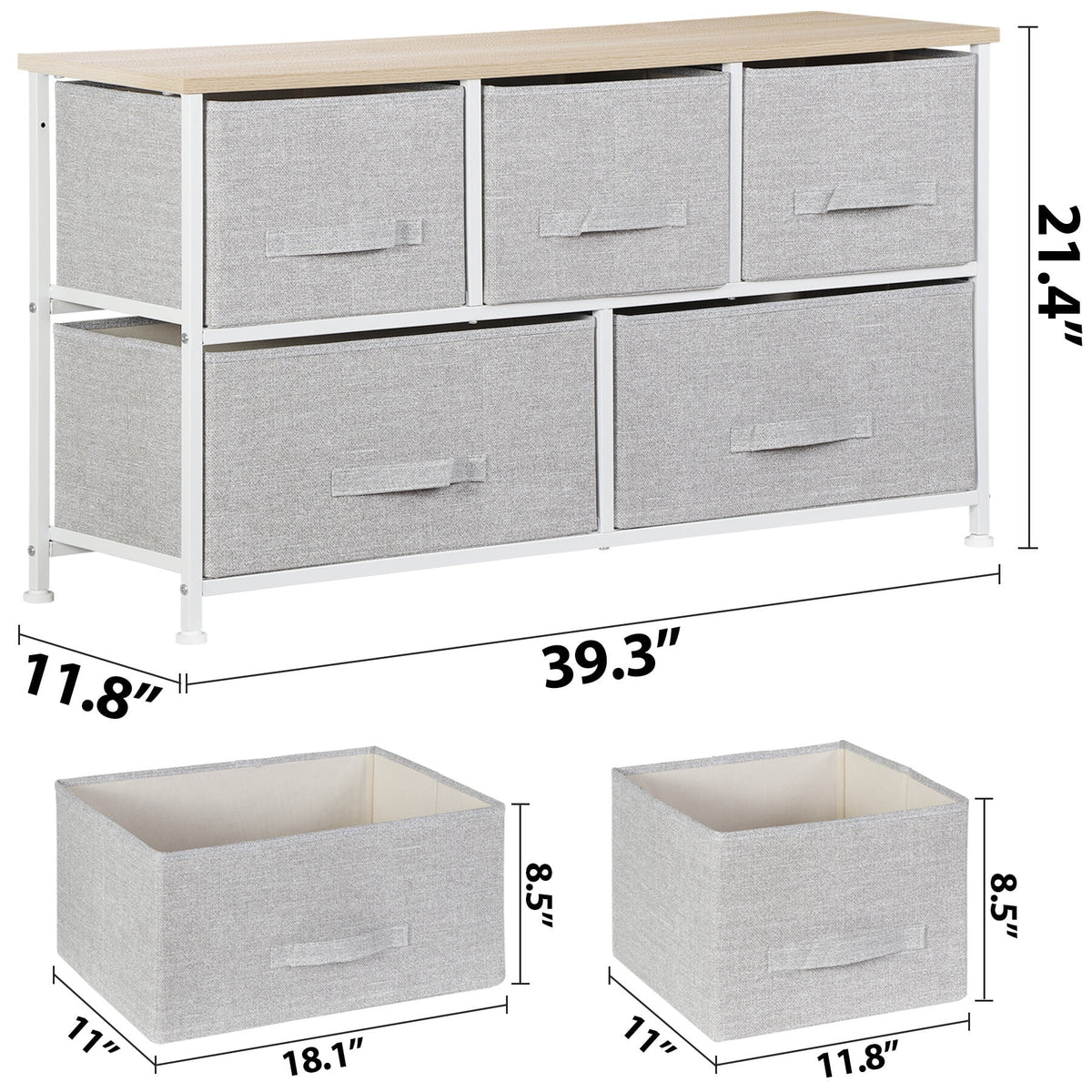 Brown 5 Drawer Fabric Dresser U19829