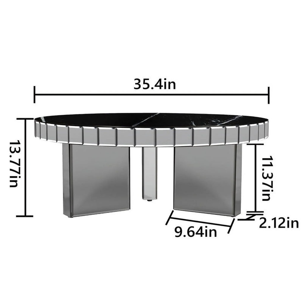 Grey Round Marble Textured Coffee Table Z658334