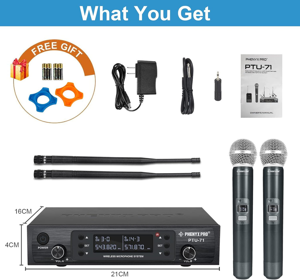 Dual Handheld Wireless Microphone System, 2x100 Channels S50557