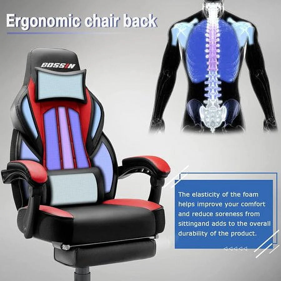 Gaming Chair with Footrest D807575