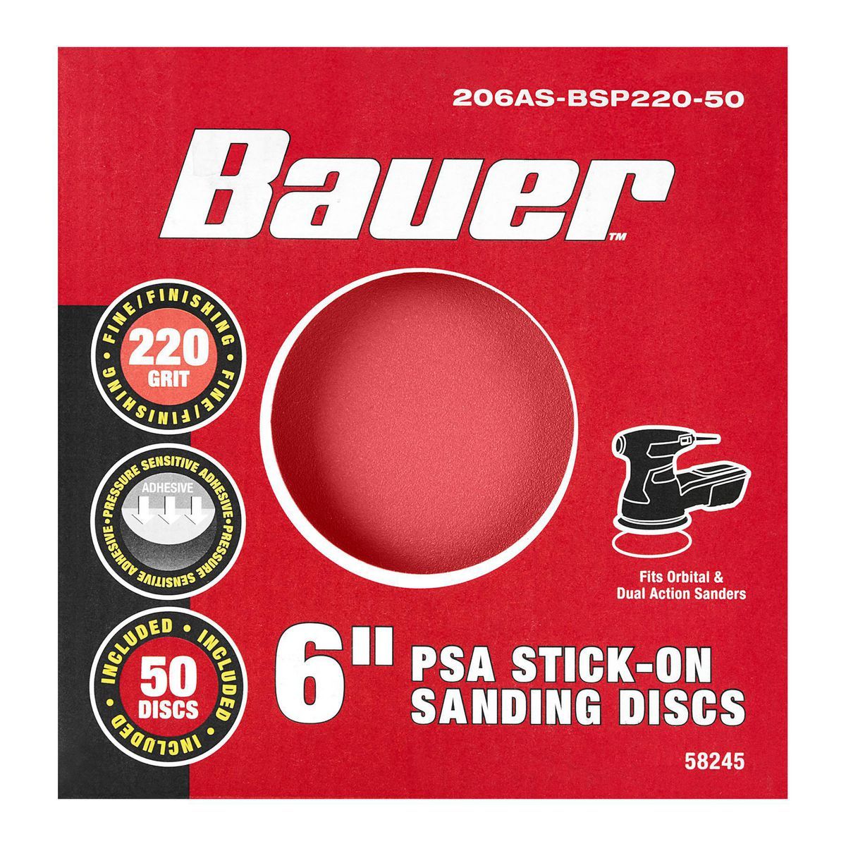6 in. 220 Grit PSA Sanding Discs 50-Pack S303