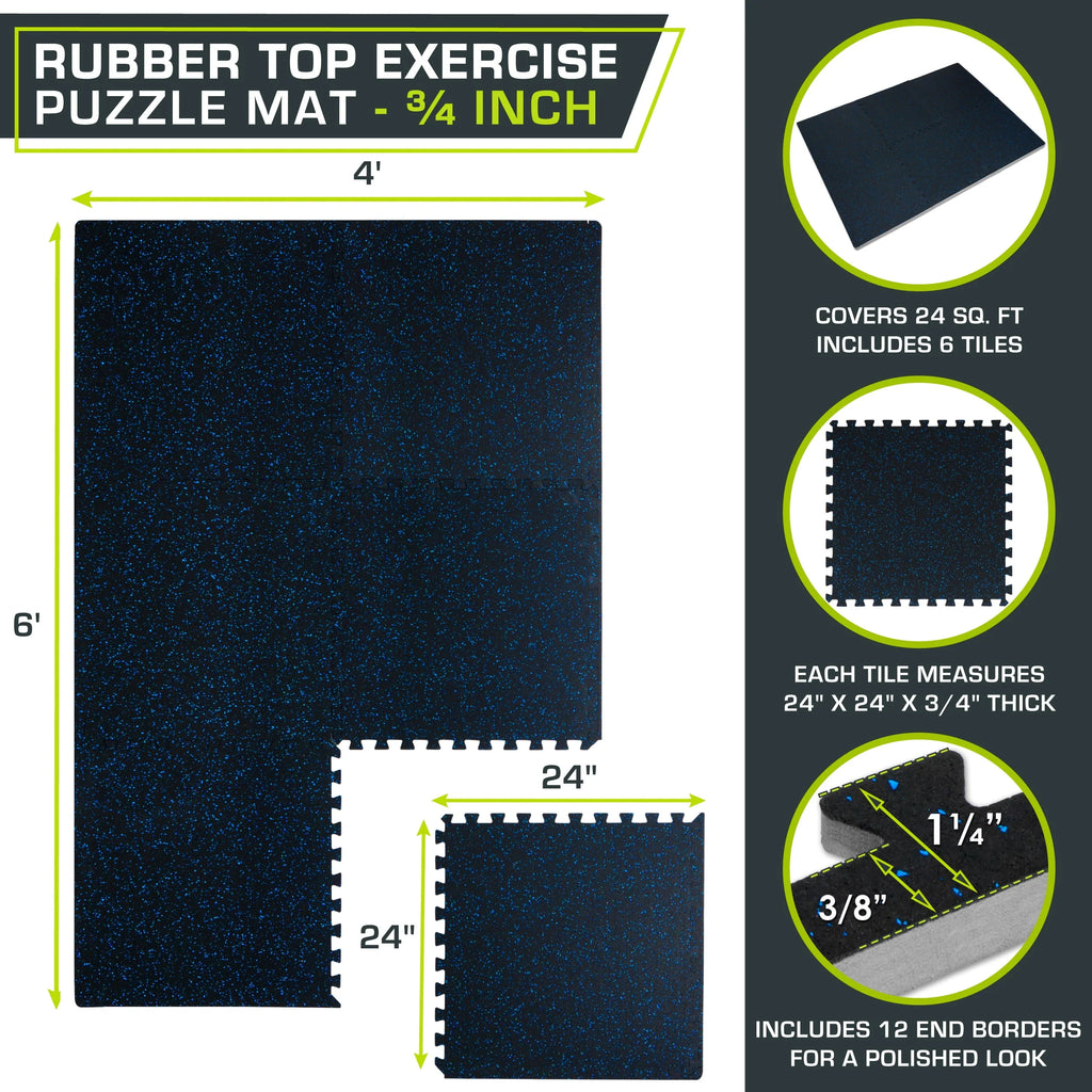 Blue 3/4-in Exercise Puzzle Mat 6 Tiles Q37210