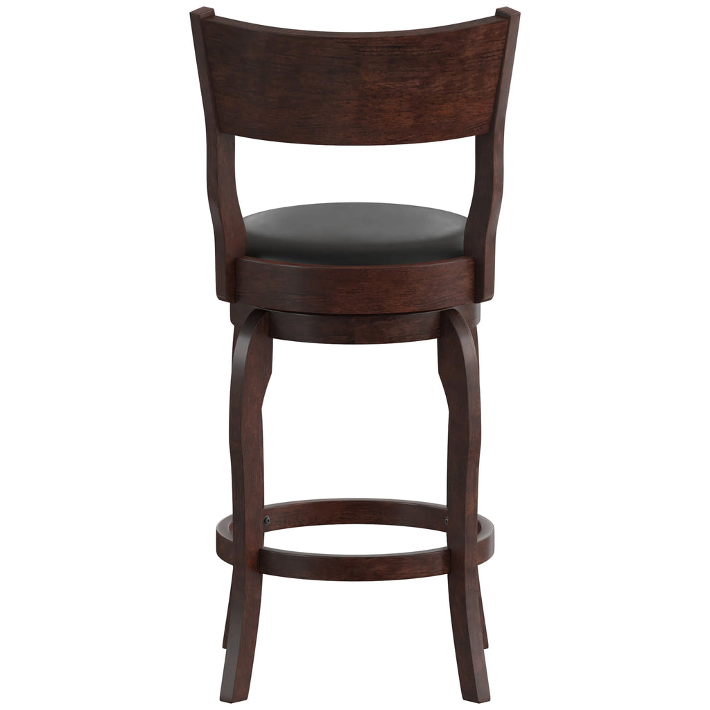 Espresso Swivel Counter Height Pub Stool with Black Faux Leather Seat U188