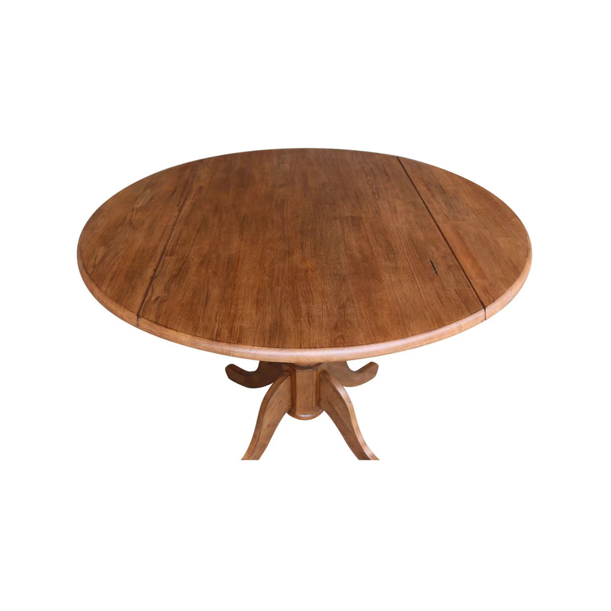 42" Round Solid Wood Dual Drop Leaf Pedestal Table W771