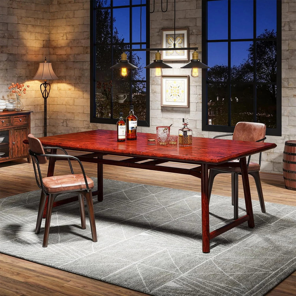 63" Rectangular Wood Dining Table with Metal Legs E8499