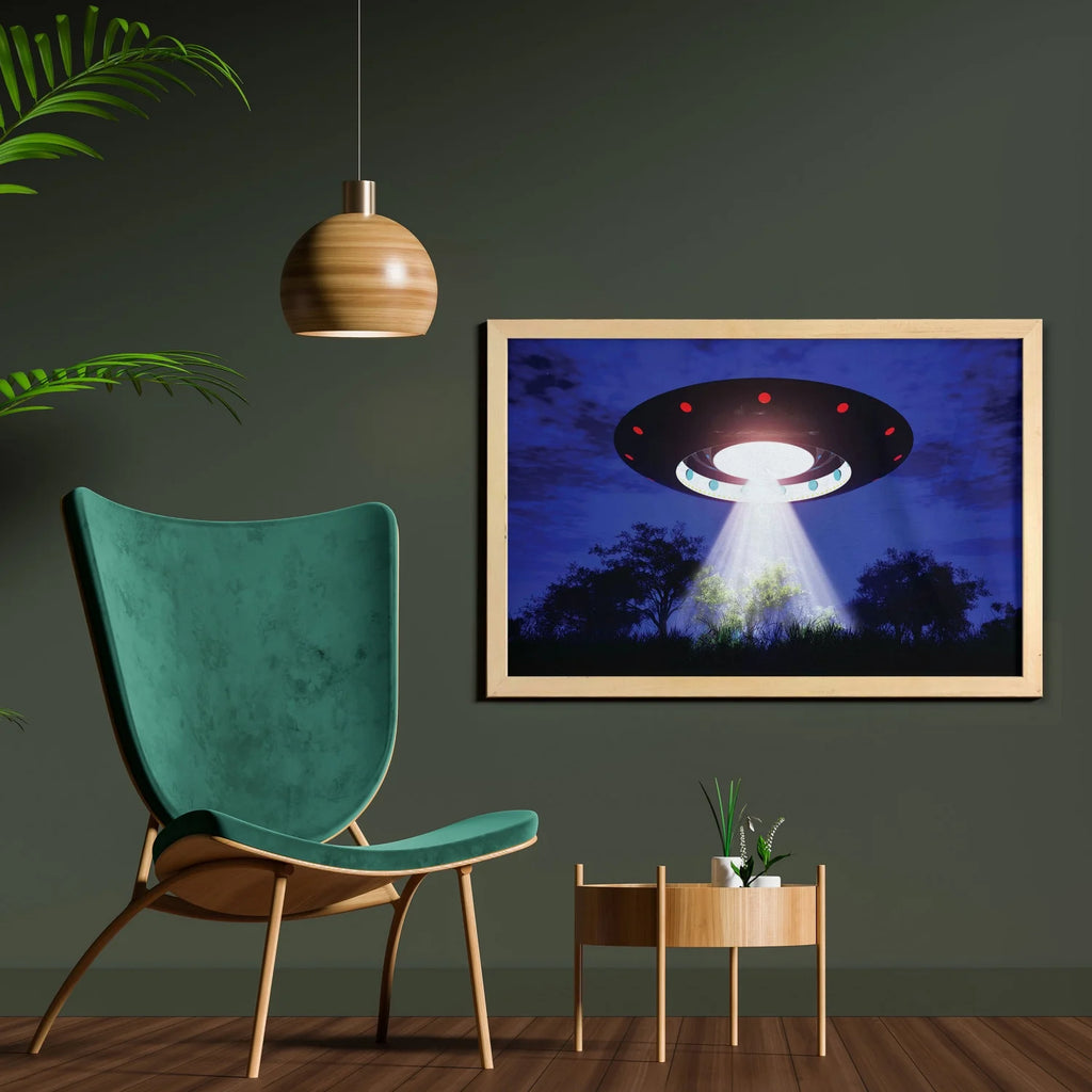 UFO Wall Art with Frame, Printed Fabric Poster, 35" x 23", Multicolor J760