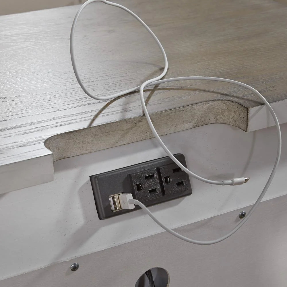 White 2 Drawer Night Stand with Charging Station X616769