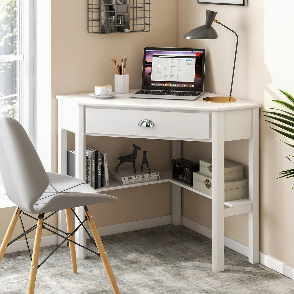 Wooden Desk with Drawer and Shelves P358