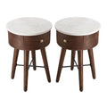 Round Marble Top End Table Set of 2 M663