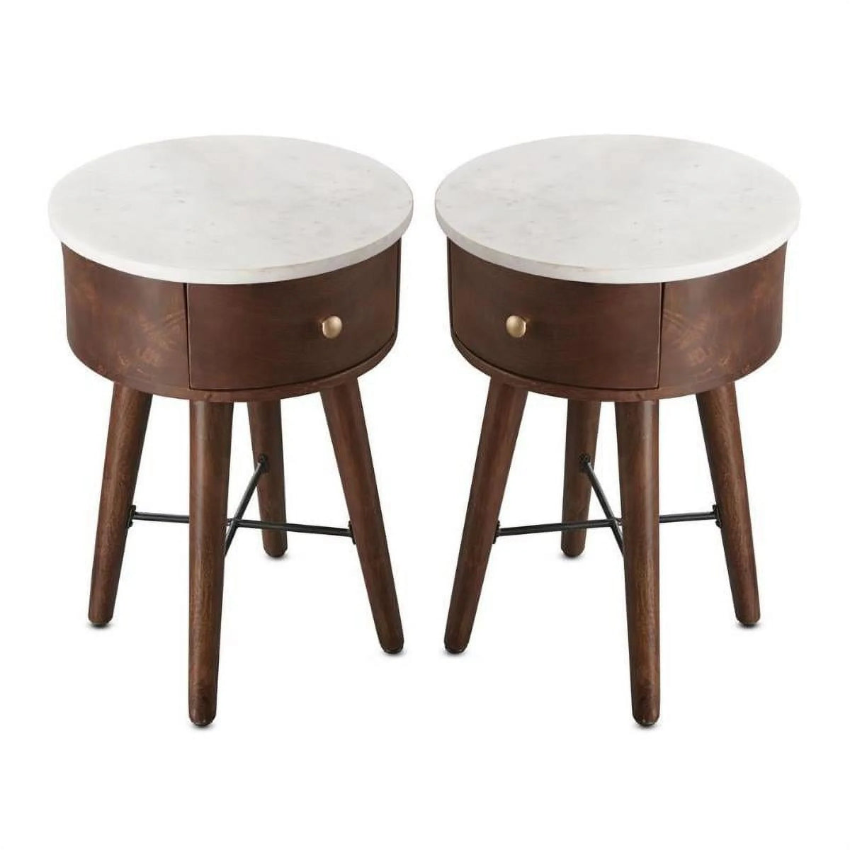 Round Marble Top End Table Set of 2 M663