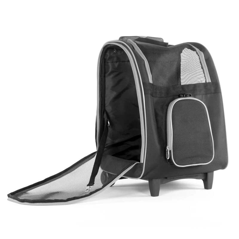 Black Pet Carrier with Wheels M5811