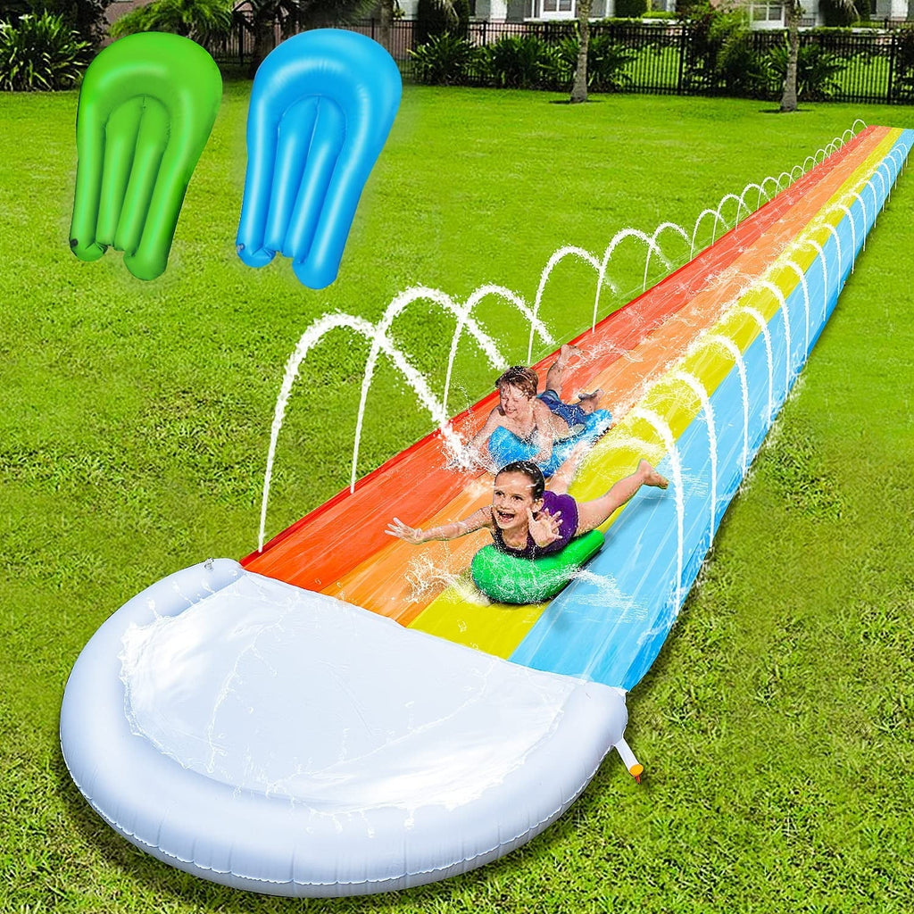 20 Ft Rainbow Water Slide with 2 Water Bodyboards N679377