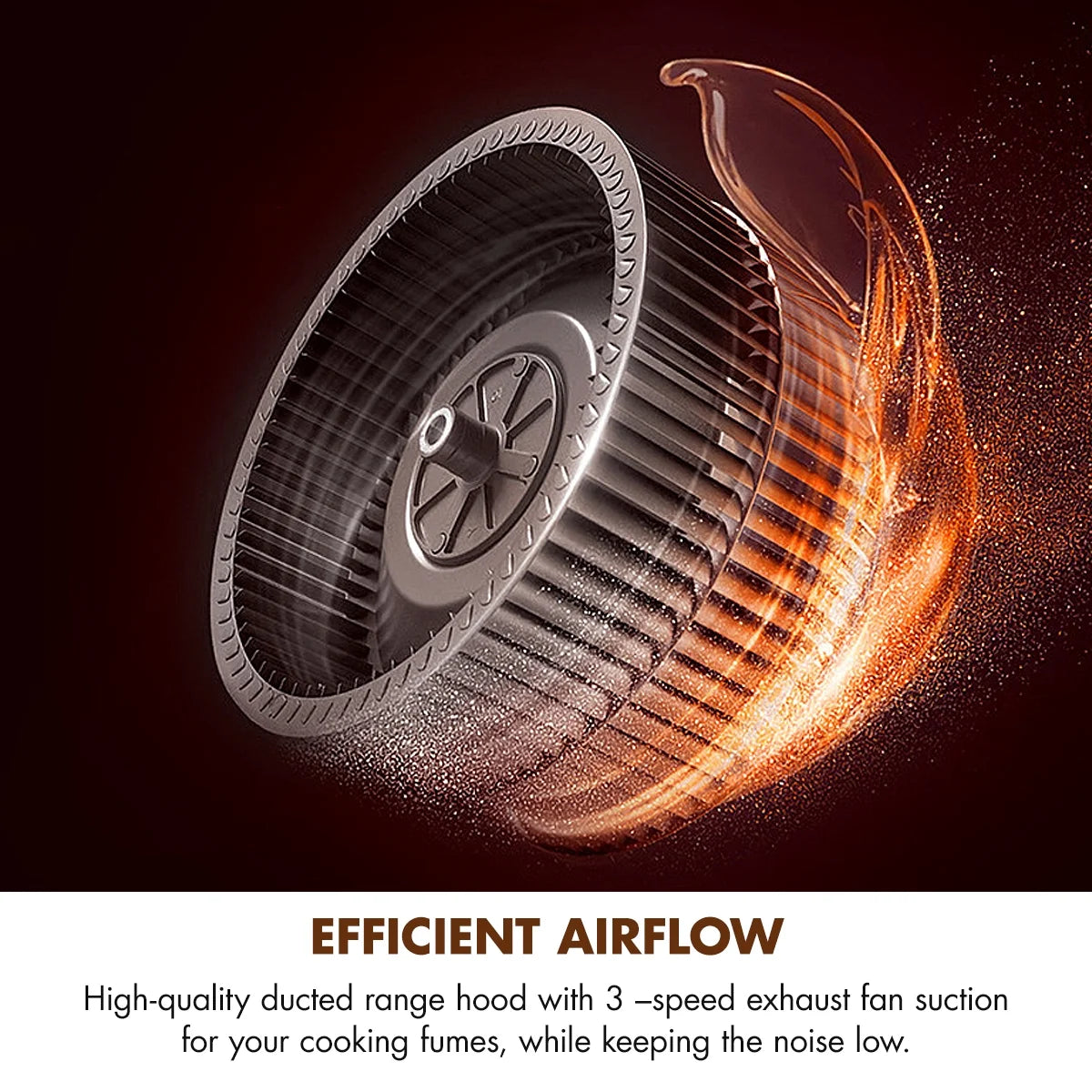 Ceiling Chimney-Style Range Hood with LED Lights, 4-Speed Fan U23759