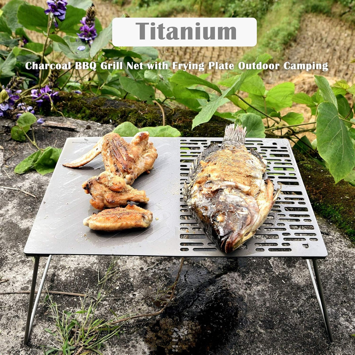 Titanium Folding Campfire Grill with Legs J414