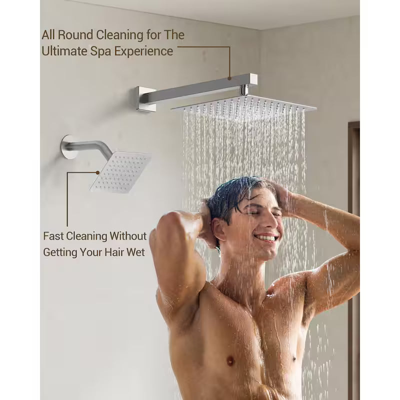 Wall Mount Dual Shower Heads and Handheld Shower Head 2.5 GPM Brushed Nickel E98209
