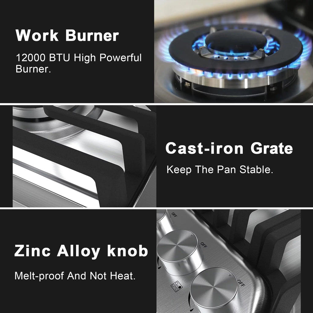 23 inch 4 Burner Stainless Steel Gas Cooktop T4620