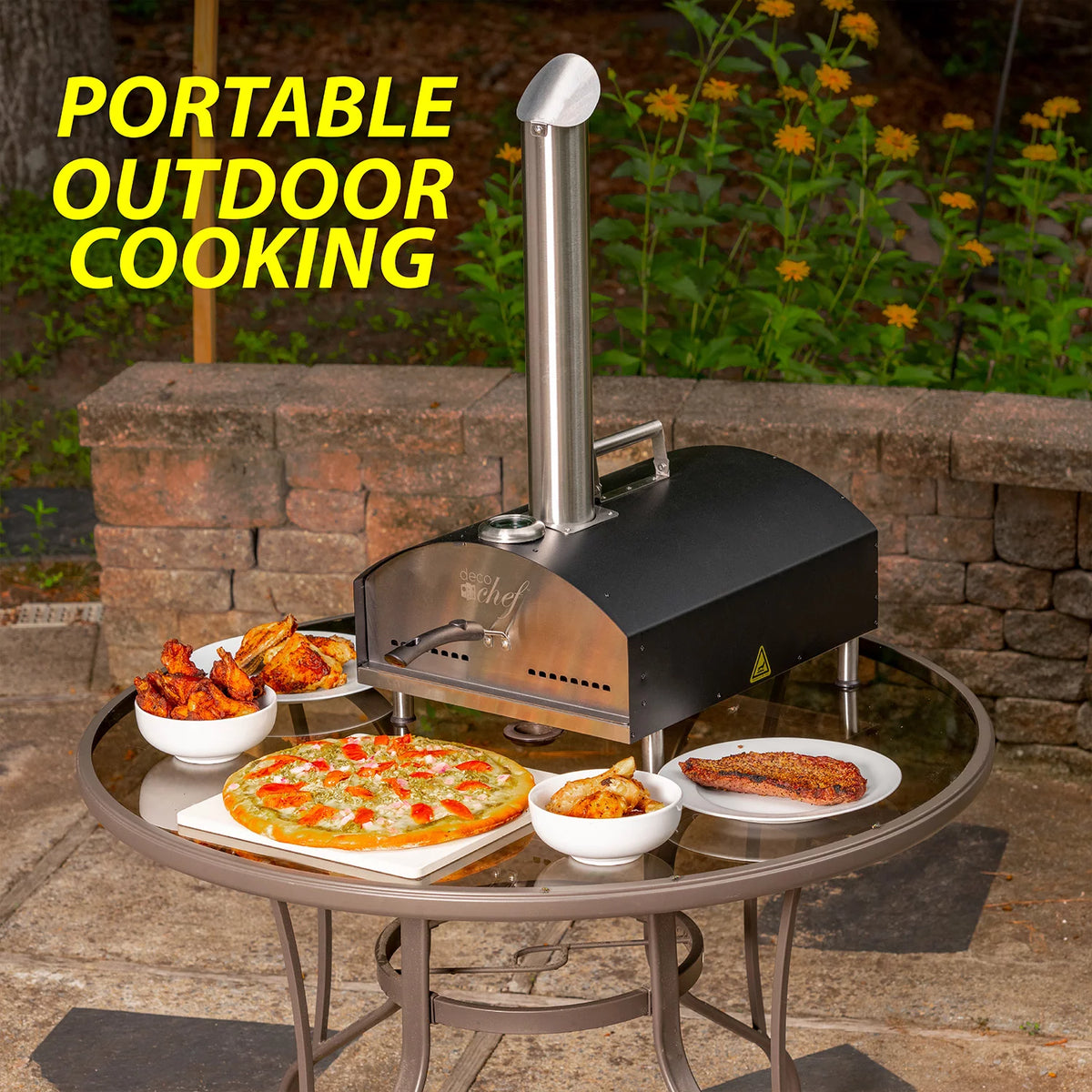 Portable Stainless Steel Outdoor Pizza Oven with 13 Pizza Stone (Black) T216740