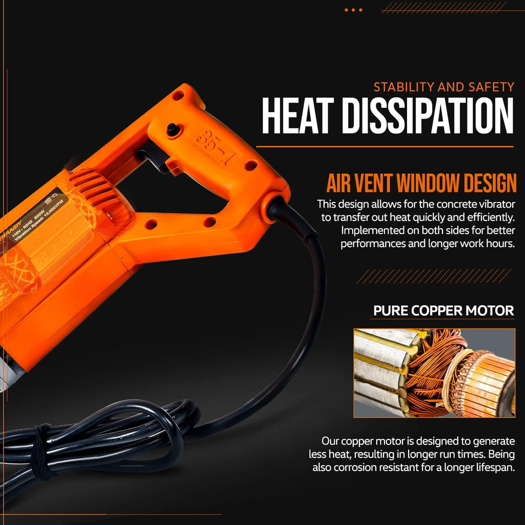 Concrete Vibrating Power Tool with 4.9 Ft Flex Hose Immersion Shaft U7173